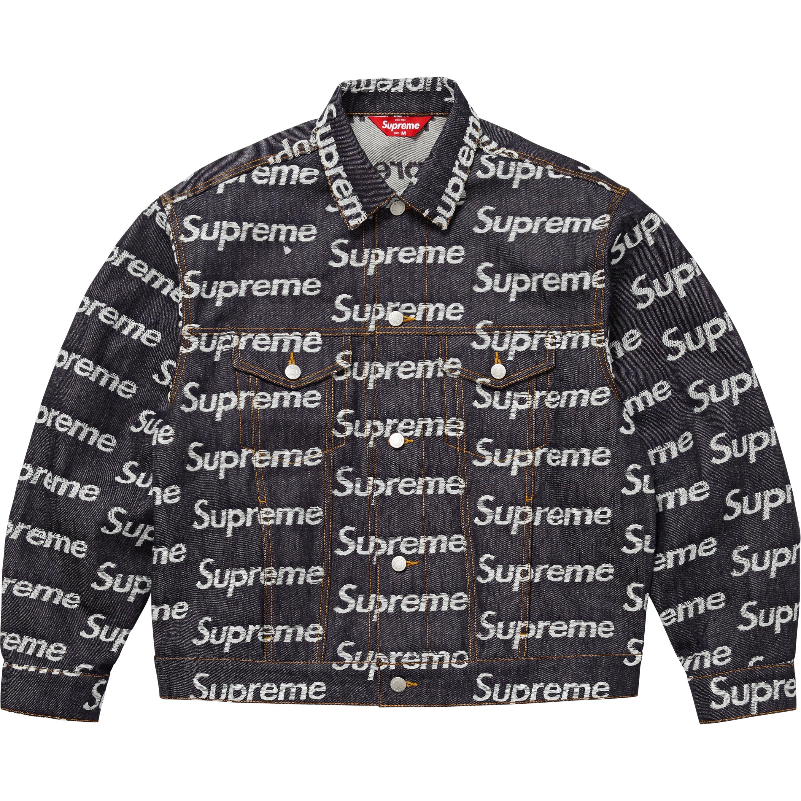 Jacquard Logos Denim Trucker Jacket view 15